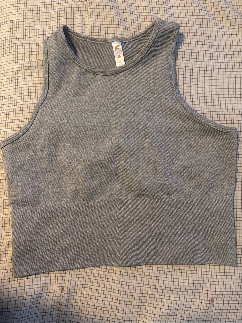 Athletic Ribbed Grey Crop Tank Top